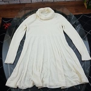 Calvin Klein Off White Turtleneck Sweater Dress